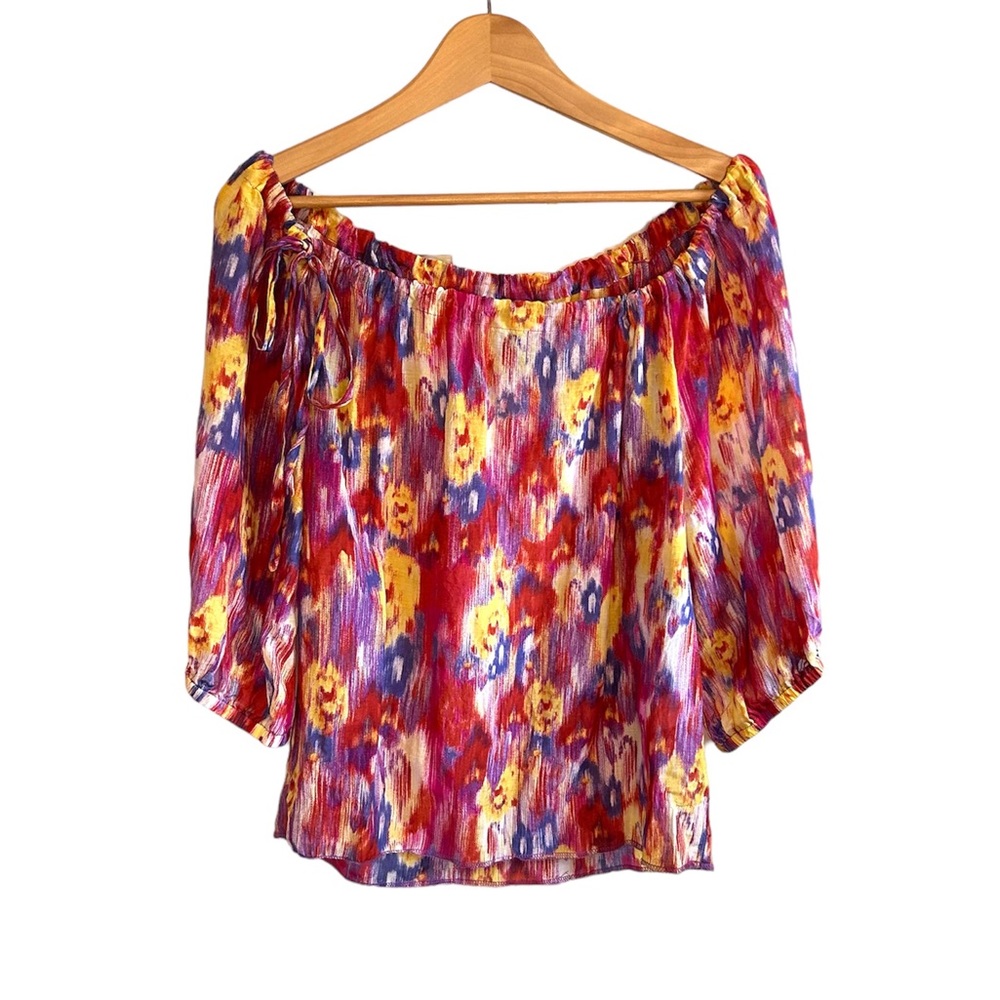 Ranana Republic silk blend abstract peasant blouse
